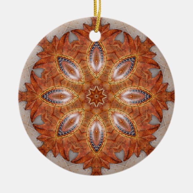 Mexico Sol Kaleidoscope Medallion Ceramic Ornament (Front)