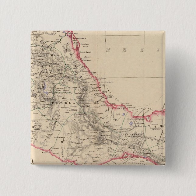 Mexico Southern States 2 Inch Square Button (Front)