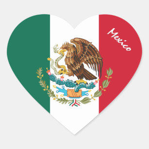 Mexico Sticker, Heart, Patriotic Mexican Flag Heart Sticker