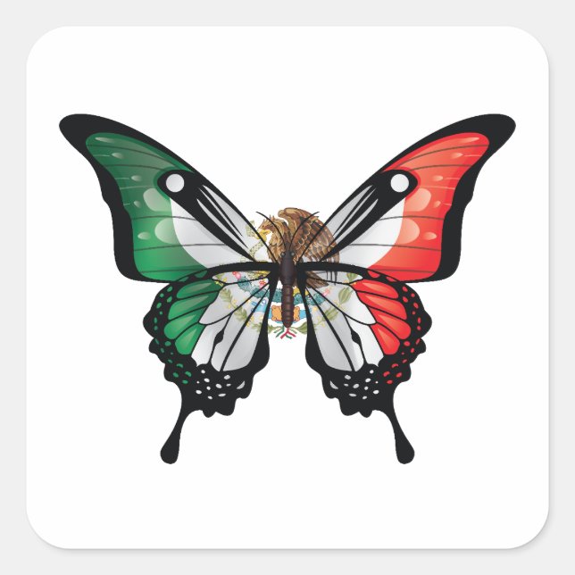 Mexico Swallowtail Butterfly Flag Square Sticker (Front)