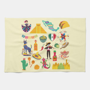 Mexico Symbols Kitchen Towel