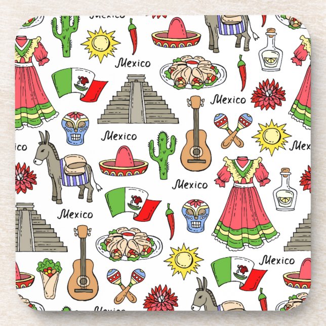 Mexico | Symbols Pattern Coaster (Front)
