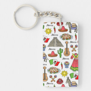 Mexico Symbols Pattern Keychain