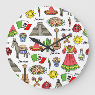 Mexico   Symbols Pattern Large Clock