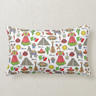 Mexico Symbols Pattern Lumbar Pillow