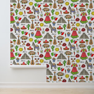 Mexico Symbols Pattern Wallpaper