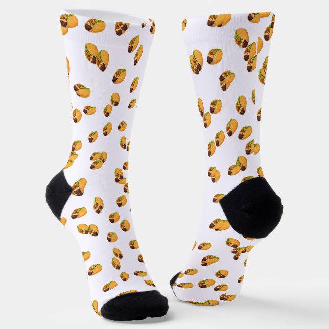 Mexico Taco Lover Pattern Socks (Angled)