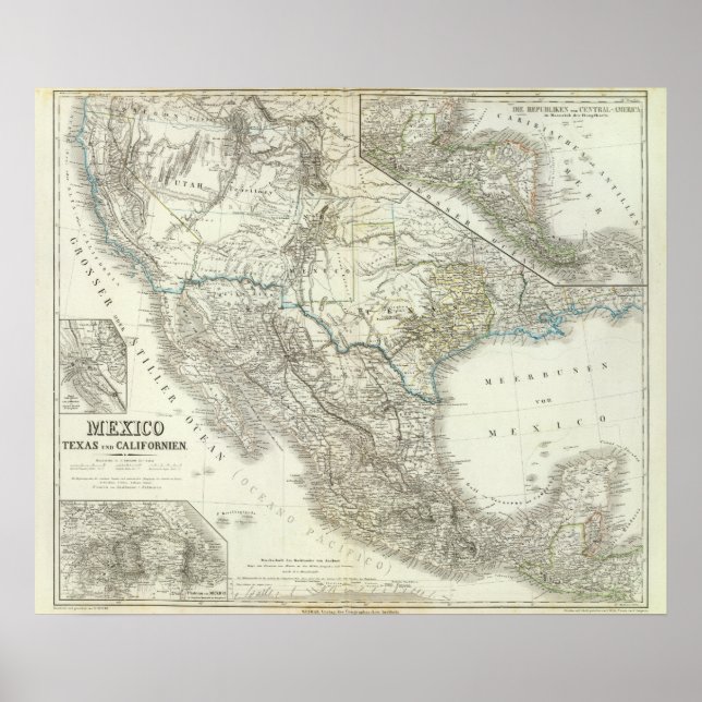 Mexico, Texas, Californien, C America Poster (Front)