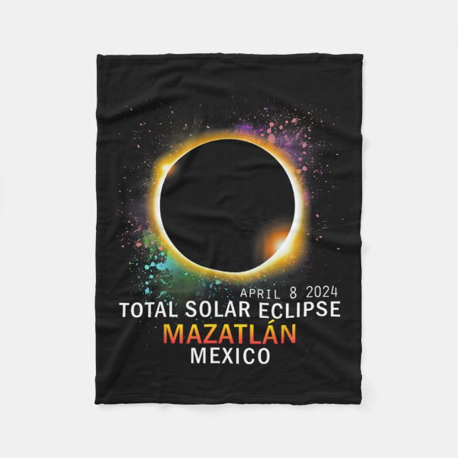 Mexico Total Solar Eclipse 2024  Fleece Blanket (Front)
