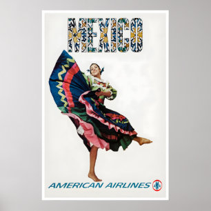 Mexico Travel Poster Mexican Folk Dancing Art