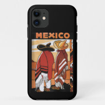 Mexico ~ Travel Poster Mexicans Zarapes iPhone 11 Case