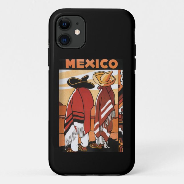 Mexico ~ Travel Poster Mexicans Zarapes Case-Mate iPhone Case (Back)