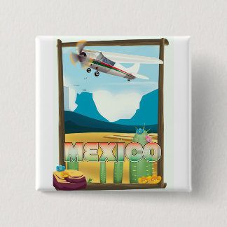 Mexico Travel poster print. 2 Inch Square Button