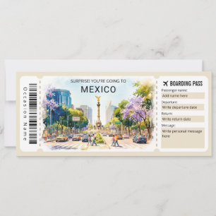 Mexico Trip Boarding Pass Ticket Invitation