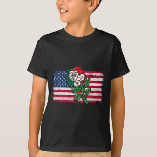 Mexico Us Flag Mexican Flag American Flag Rose 2 T-Shirt