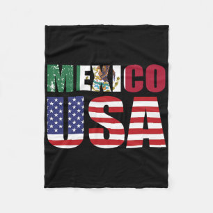 Mexico Us Flag Patriot Mexican Flag American Flag Fleece Blanket