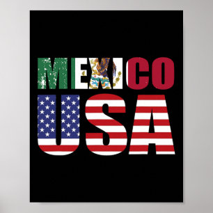 Mexico Us Flag Patriot Mexican Flag American Flag  Poster