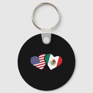 Mexico Usa Flag T Shirt Heart Mexican American Lov Keychain