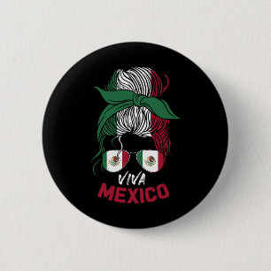 Mexico Vintage Mexican Flag Pride Hat Jersey 2 Inch Round Button