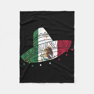 Mexico Vintage Mexican Flag Pride Hat Tijuana Fleece Blanket
