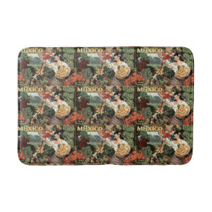 Mexico vintage travel poster bath mats
