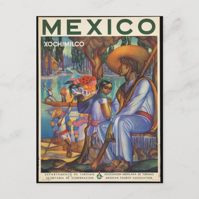 Mexico, vintage travel poster, postcard (Front)