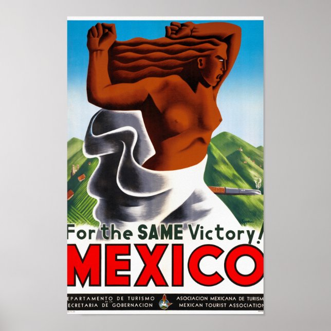 Mexico Vintage Travel Poster Restored (Front)