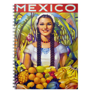 Mexico Vintage Travel Poster Restored Notebook
