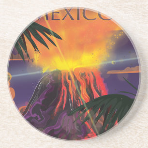 Mexico Volcano Travel Poster Coaster