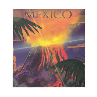Mexico Volcano Travel Poster Notepad