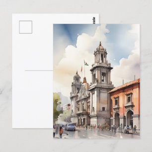 Mexico watercolor art postcard