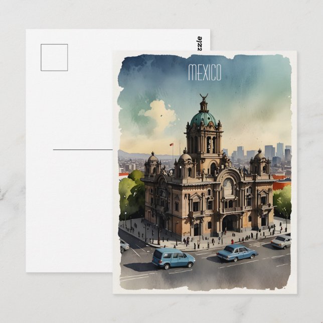 Mexico watercolor art postcard (Front/Back)