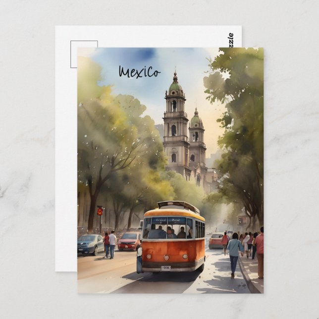 Mexico watercolor art postcard (Front/Back)