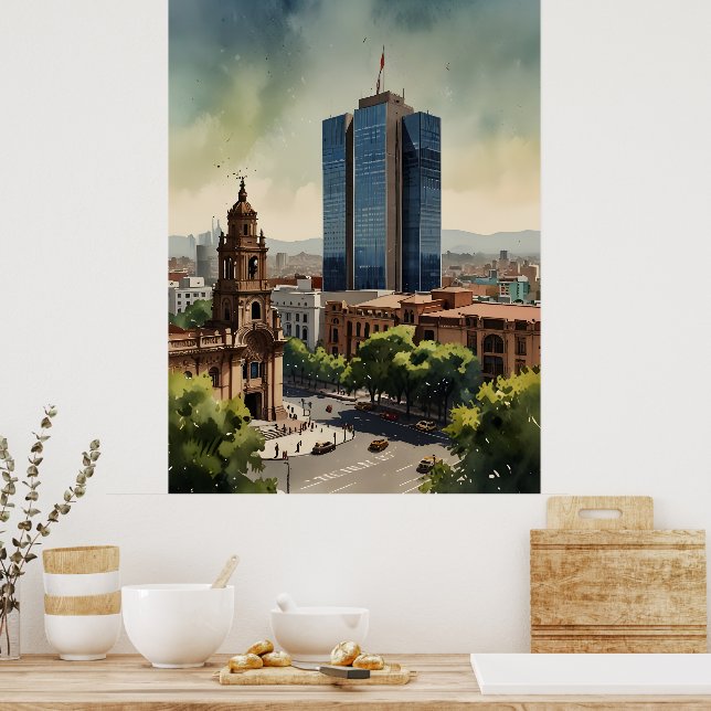 Mexico watercolor art poster (Kitchen)