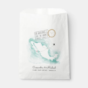 Mexico Watercolor Map Cabo Destination Wedding Favour Bag