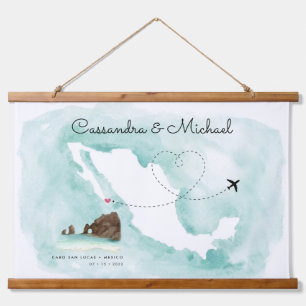 Mexico Watercolor Map   Cabo   Destination Wedding Hanging Tapestry