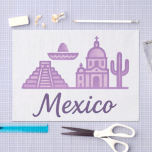Mexico Watercolor • Minimalist Line Art Mexico Tissue Paper