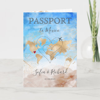 Mexico Wedding Destination Passport World Heart In Invitation