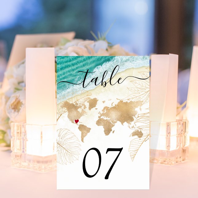 Mexico Wedding Destination Passport World Map  Inv Table Number (Creator Uploaded)