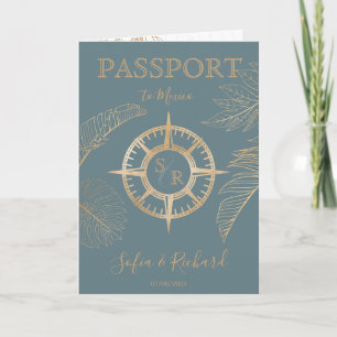 Mexico Wedding Destination Passport World Map Invitation