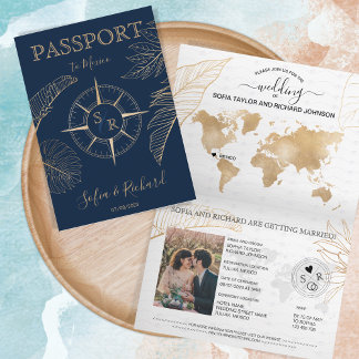 Mexico Wedding Destination Passport World Map Invitation