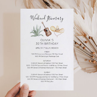 Mexico Weekend Birthday Itinerary Invitation