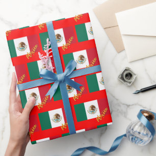 Mexico Wrapping Paper, xmas red, Mexican Flag Paper