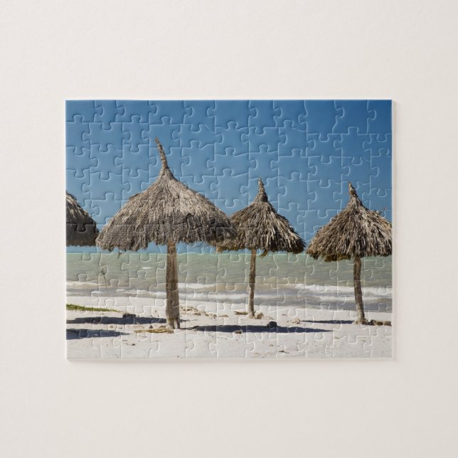 Mexico, Yucatan Peninsula, Progreso. Thatch Jigsaw Puzzle (Horizontal)