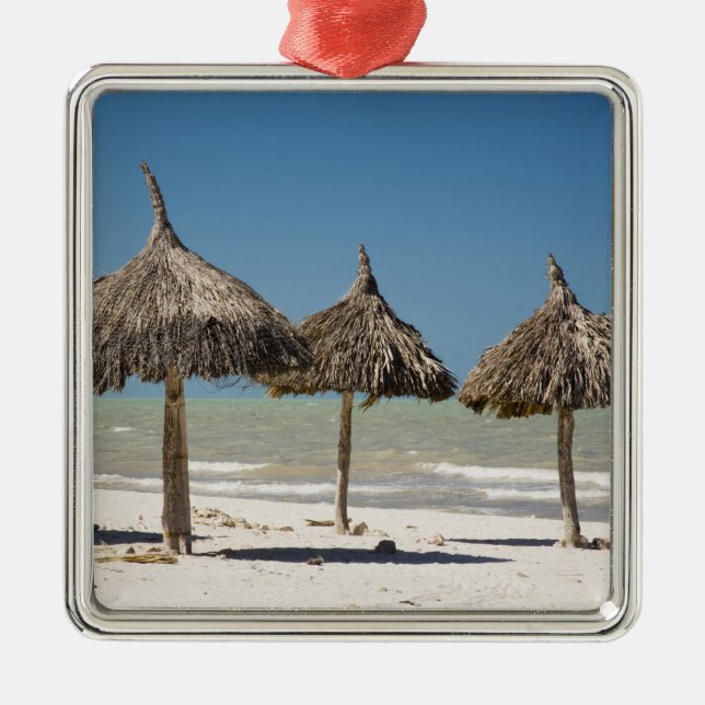 Mexico, Yucatan Peninsula, Progreso. Thatch Metal Ornament (Front)