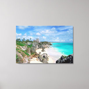 Mexico, Yucatan, Peninsula, Ruins Of Tulum, Mayan Canvas Print