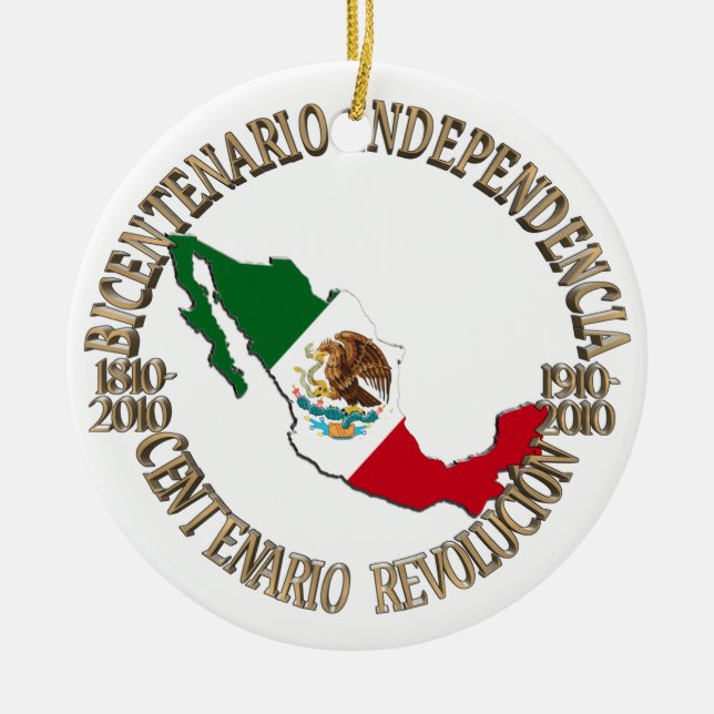 Mexico's Bicentennial & Centennial Celebration Ceramic Ornament (Front)