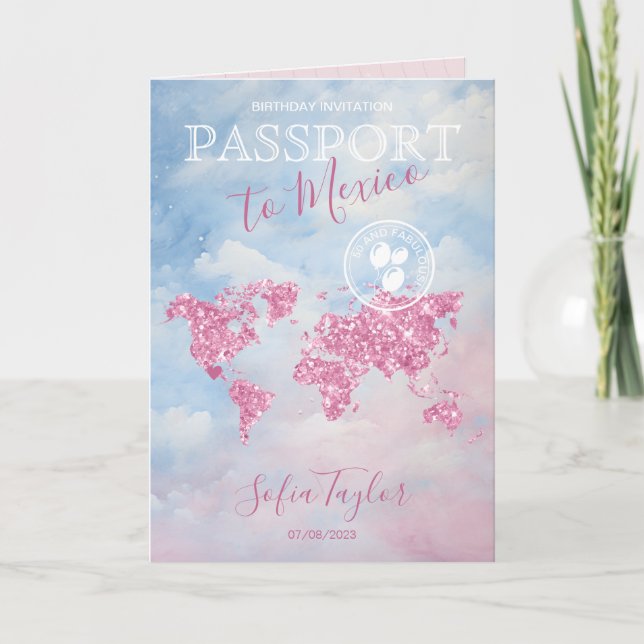 Mexique 50 et fabuleuse carte de passeport d'anniv (Devant)