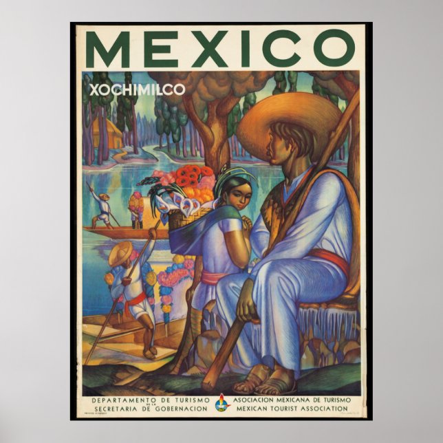 Mexique, affiche de voyage vintage, (Devant)