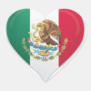 Mexique amour drapeau orgueil autocollant coeur